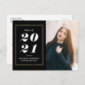 Ankündigung des Abschlusses in weißem Text Postkarte (Vorne/Hinten)