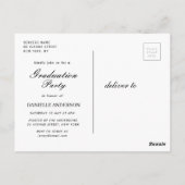 Ankündigung des Abschlusses in weißem Text Postkarte (Rückseite)