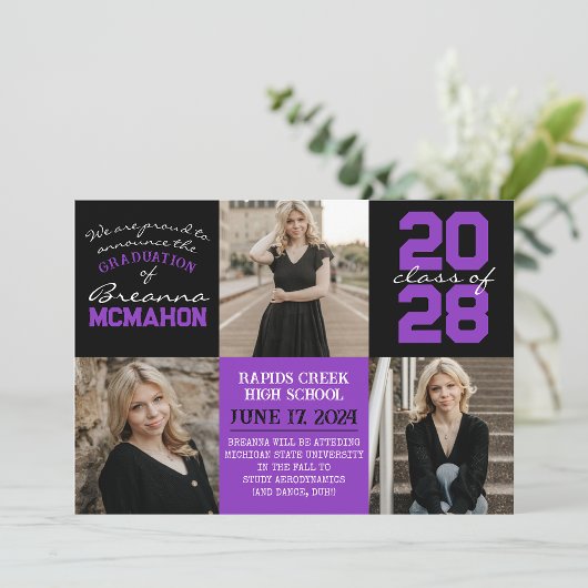 Ankündigung des Abschlusses lila & schwarz 4 Foto