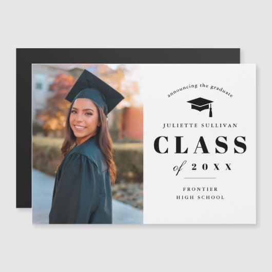 Ankündigung des Abschlusses "Minimal Type Foto" (Vorne/Hinten)