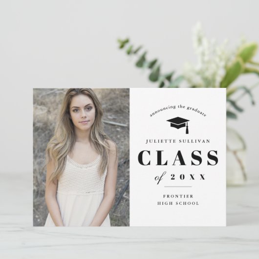 Ankündigung des Abschlusses "Minimal Type Foto" (Stehend Vorderseite)