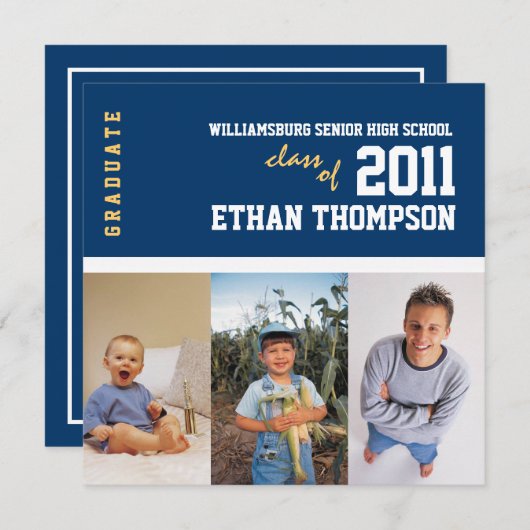 Ankündigung des Abschlusses mit 3 Fotos in der Mar (Vorne/Hinten)