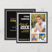 Ankündigung des Abschlusses mit 3 Fotos Schwarzes  (Vorne/Hinten)