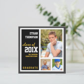 Ankündigung des Abschlusses mit 3 Fotos Schwarzes  (Stehend Vorderseite)