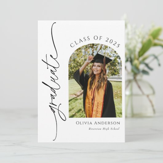 Ankündigung des Abschlusses mit Foto (Stehend Vorderseite)