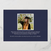 Ankündigung des Abschlusses "Modernes Navy Blue Fo (Rückseite)