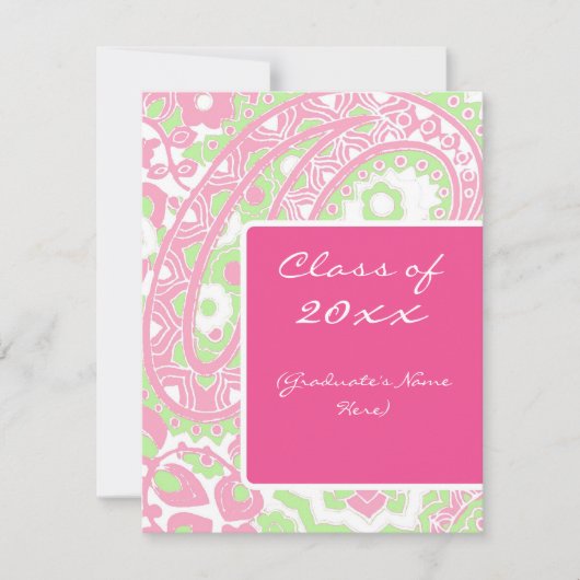 Ankündigung des Abschlusses "Pink and Green Paisle (Vorderseite)