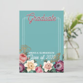 Ankündigung des Abschlusses Pink Botanical Floral  (Stehend Vorderseite)