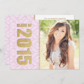 Ankündigung des Abschlusses "Pink Damask Foto" (Vorne/Hinten)