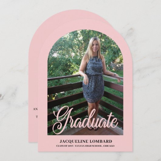 Ankündigung des Abschlusses "Pink Foto Script Arch (Vorne/Hinten)