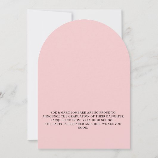 Ankündigung des Abschlusses "Pink Foto Script Arch (Rückseite)