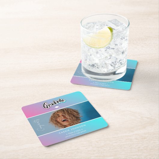 Ankündigung des Abschlusses Rechteckiger Pappuntersetzer (Vor Ort)