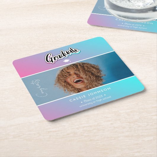 Ankündigung des Abschlusses Rechteckiger Pappuntersetzer (angewinkelt)