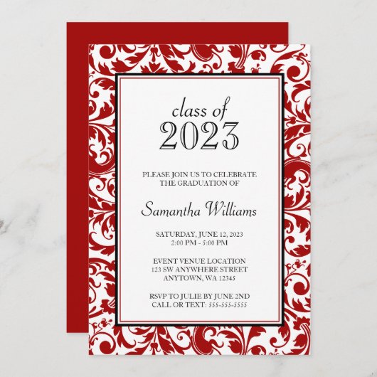 Ankündigung des Abschlusses "Red and Black Swirl D (Vorne/Hinten)