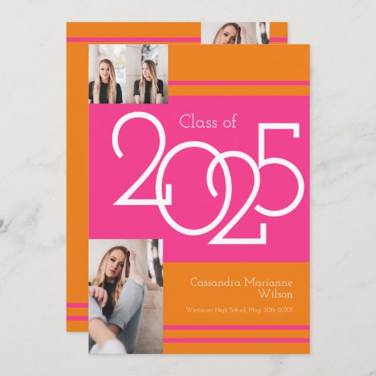 Ankündigung des Abschlusses "Rosa Orange School Co (Vorne/Hinten)