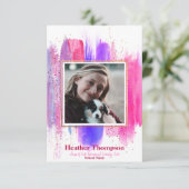 Ankündigung des Abschlusses "Rosa und Lila Glitzer (Stehend Vorderseite)