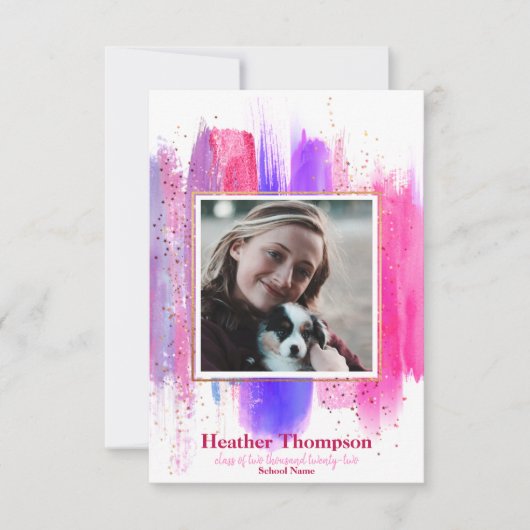 Ankündigung des Abschlusses "Rosa und Lila Glitzer (Vorderseite)