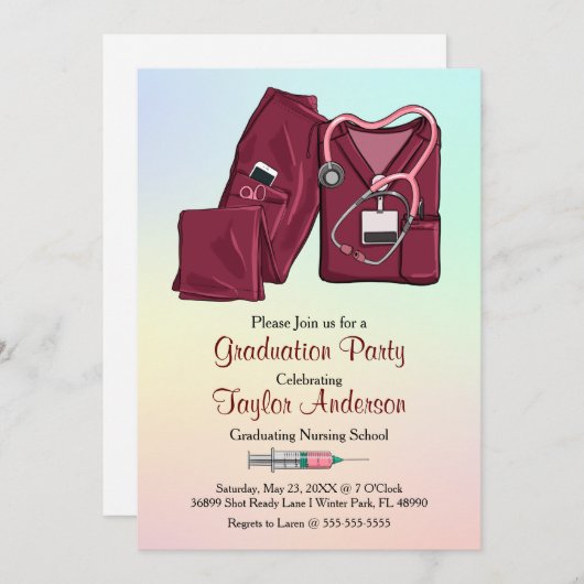 Ankündigung des Abschlusses von Scrub Nursing Scho (Vorne/Hinten)