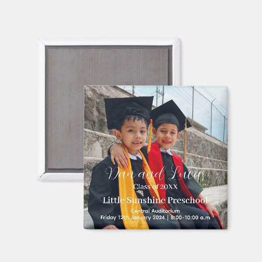 Ankündigung des Abschlusses vor der Schule Magnet (Vorderseite/Rückseite)