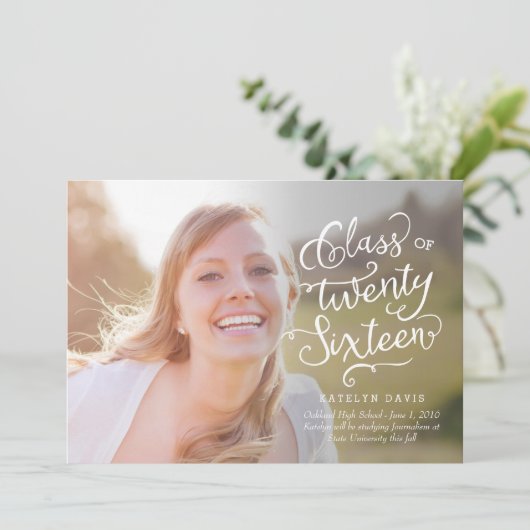 Ankündigung des Abschlusses - Weiß (Stehend Vorderseite)