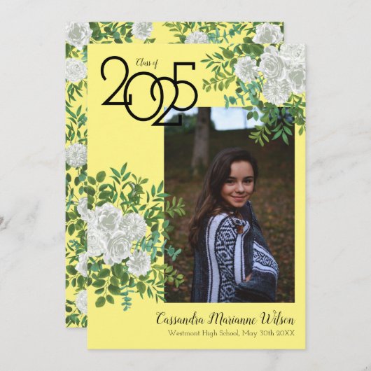 Ankündigung des Abschlusses "White Rose Yellow Fot (Vorne/Hinten)