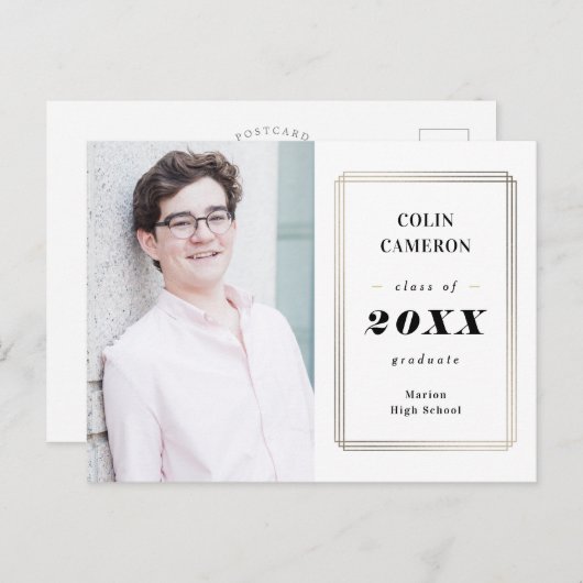 Ankündigung des angesagten Abschlusses an der Gren Postkarte (Vorne/Hinten)