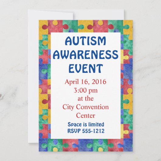 Ankündigung des Autismus-Bewusstseins-Puzzles (Vorderseite)