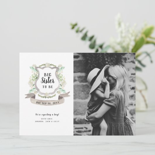 Ankündigung des Big Sister Floral Schwangerschaft (Stehend Vorderseite)