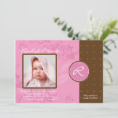 Ankündigung des braunen und rosa Monogram Foto Bab (Stehend Vorderseite)