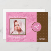 Ankündigung des braunen und rosa Monogram Foto Bab (Vorne/Hinten)