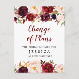 Ankündigung des Brautparty verschoben Postkarte