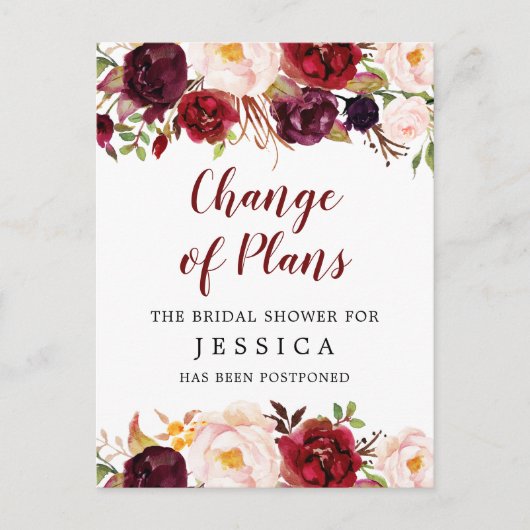Ankündigung des Brautparty verschoben Postkarte (Vorderseite)