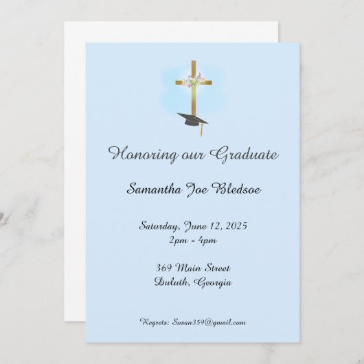 Ankündigung des christlichen Abschlusses mit Kreuz (Vorne/Hinten)