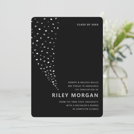 Ankündigung des Confetti-Abschlusses in Schwarz un (Stehend Vorderseite)