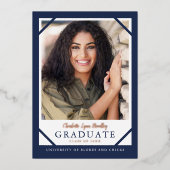 Ankündigung des Elegante Navy Blue Foil Abschluss (Vorderseite)