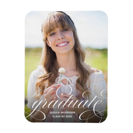 Ankündigung des eleganten Calligraphy Foto Abschlu Magnet (Vertikal)