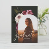 Ankündigung des eleganten Dark Floral Foto Abschlu (Stehend Vorderseite)