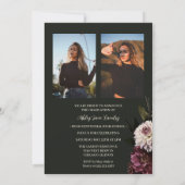 Ankündigung des eleganten Dark Floral Foto Abschlu (Rückseite)