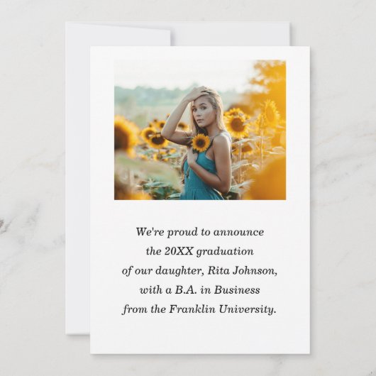 Ankündigung des eleganten Fotos High School Abschl (Rückseite)