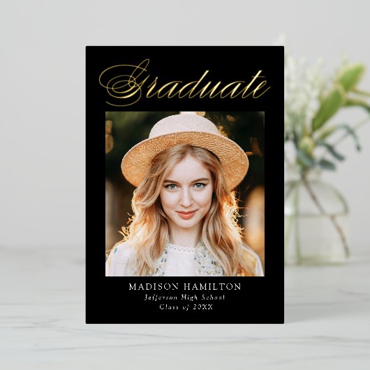 Ankündigung des eleganten Gold Foil Script Abschlu (Stehend vorne)