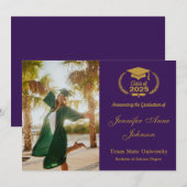 Ankündigung des eleganten Gold Lila Foto Abschluss (Vorne/Hinten)