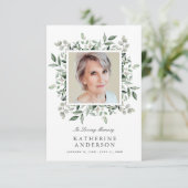 Ankündigung des eleganten Greenery Memorial Foto (Stehend Vorderseite)