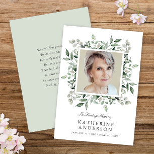 Ankündigung des eleganten Greenery Memorial Foto