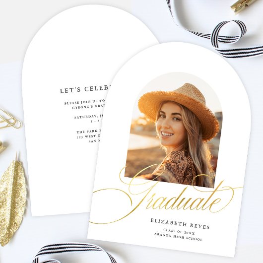 Ankündigung des eleganten White Arch Foto Abschlus