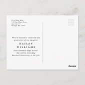 Ankündigung des Foto-Abschlusses der Klasse Postca Postkarte (Rückseite)