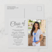 Ankündigung des Fotos des modernen Chic White Absc Postkarte (Vorne/Hinten)