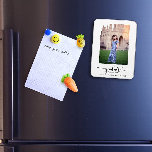 Ankündigung des Fotos für elegante Script-Abschlus Magnet