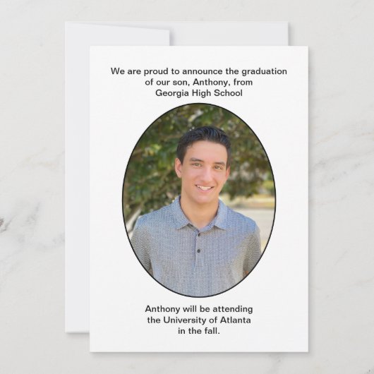 Ankündigung des Fotos für moderne Script-Abschluss (Rückseite)