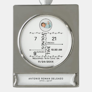 Ankündigung des Fotos für Neugeborene Banner-Ornament Silber