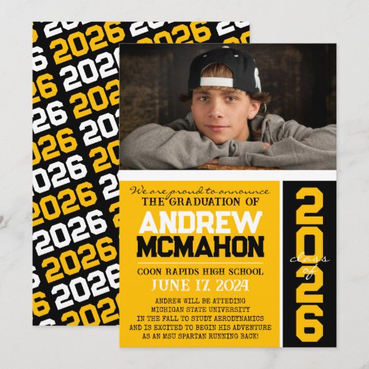 Ankündigung des Fotos "Gold & Black Modern Abschlu (Vorne/Hinten)